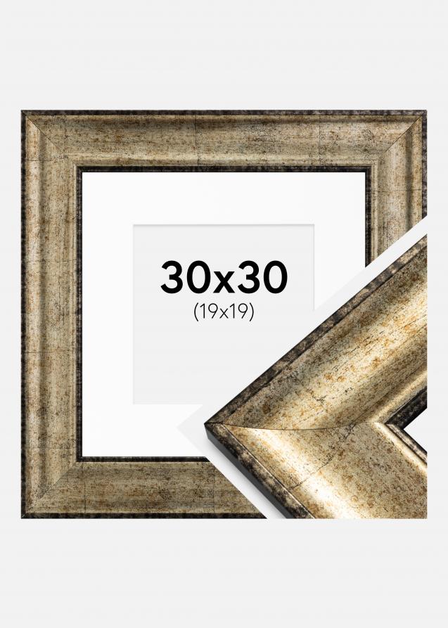 Rahmen Saltsjöbaden Antik-Gold 30x30 cm - Passepartout Weiß 20x20 cm