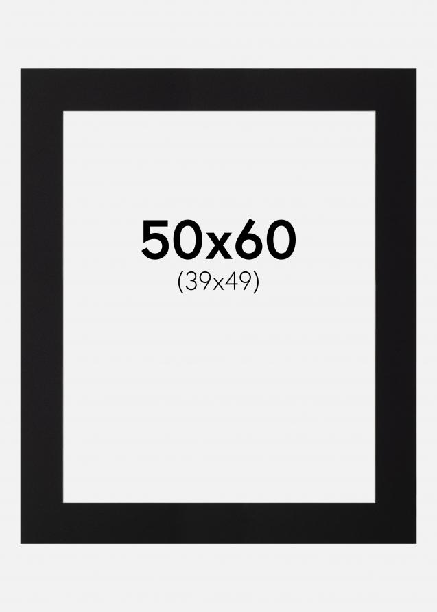 Passepartout Schwarz Standard (weißer Kern) 50x60 cm (39x49)