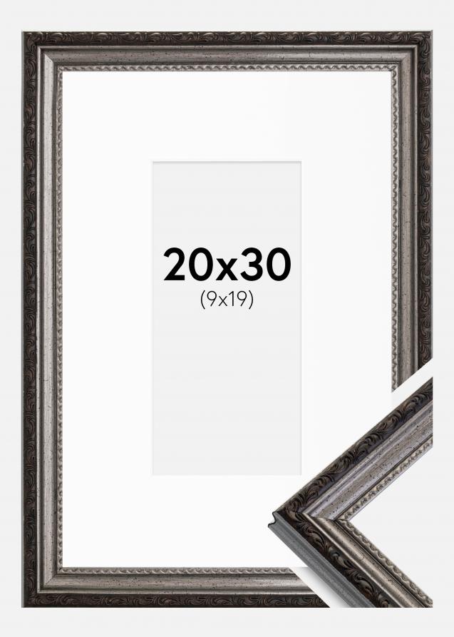 Rahmen Abisko Silber 20x30 cm - Passepartout Weiß 10x20 cm