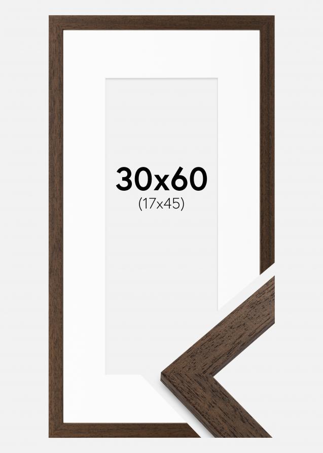 Rahmen Brown Wood 30x60 cm - Passepartout Weiß 18x46 cm
