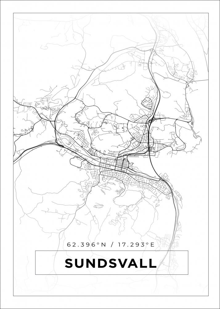 Map - Sundsvall - White Poster