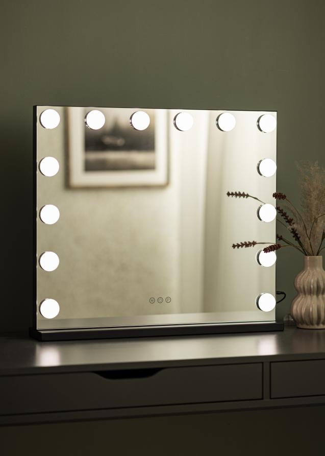 KAILA Kosmetikspiegel Base LED 14 Schwarz 65x56 cm