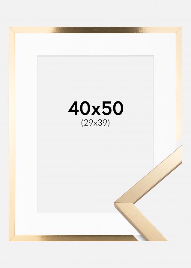 Rahmen Trendy Gold 40x50 cm - Passepartout Weiß 30x40 cm