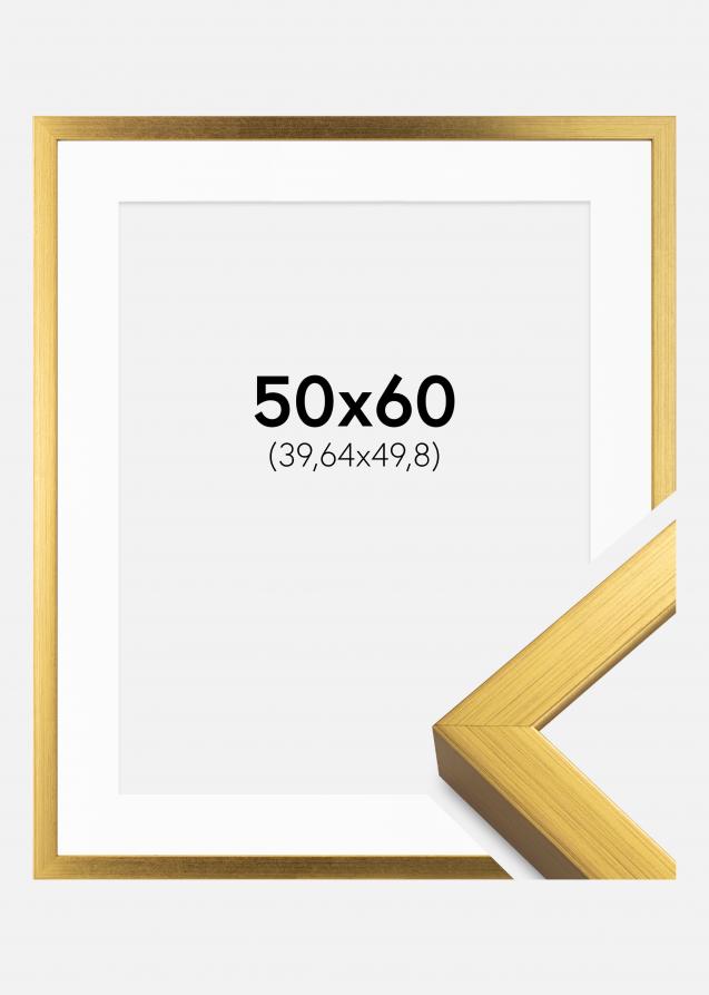 Rahmen Falun Gold 50x60 cm - Passepartout Weiß 16x20 inches