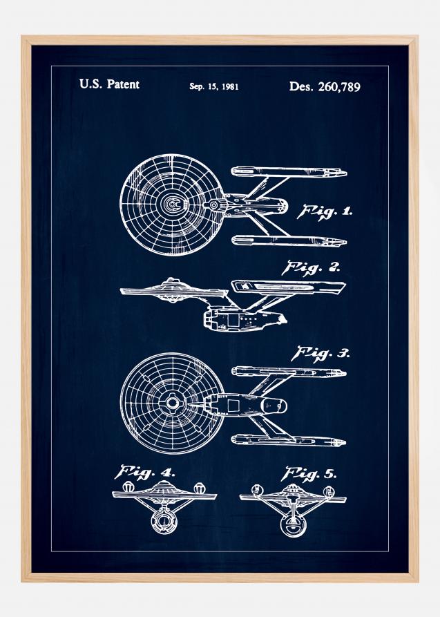 Patentzeichnung - Star Trek - USS Enterprise - Blau Poster
