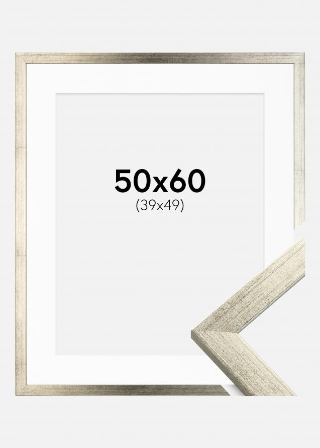 Rahmen Stilren Silber 50x60 cm - Passepartout Weiß 40x50 cm