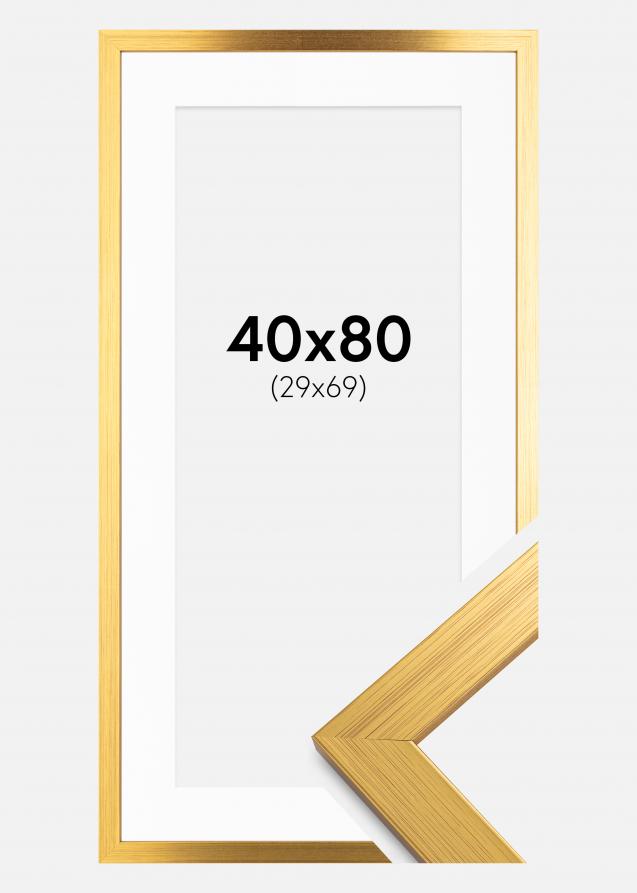 Rahmen Gold Wood 40x80 cm - Passepartout Weiß 30x70 cm
