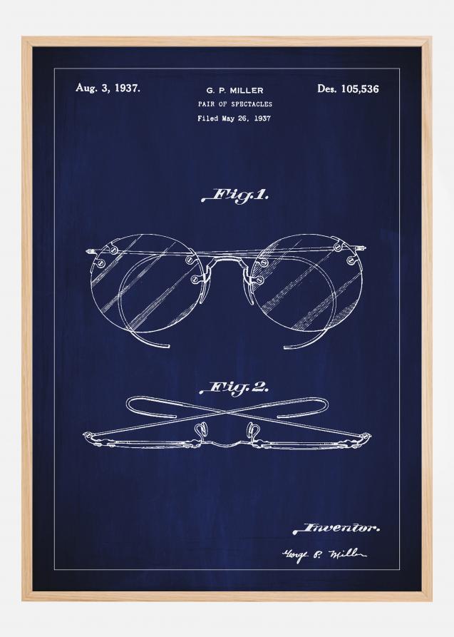 Patentzeichnung - Brille A - Blau Poster