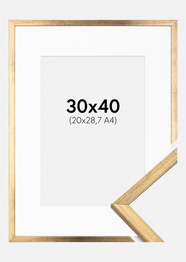 Rahmen Galant Gold 30x40 cm - Passepartout Weiß 21x29,7 cm