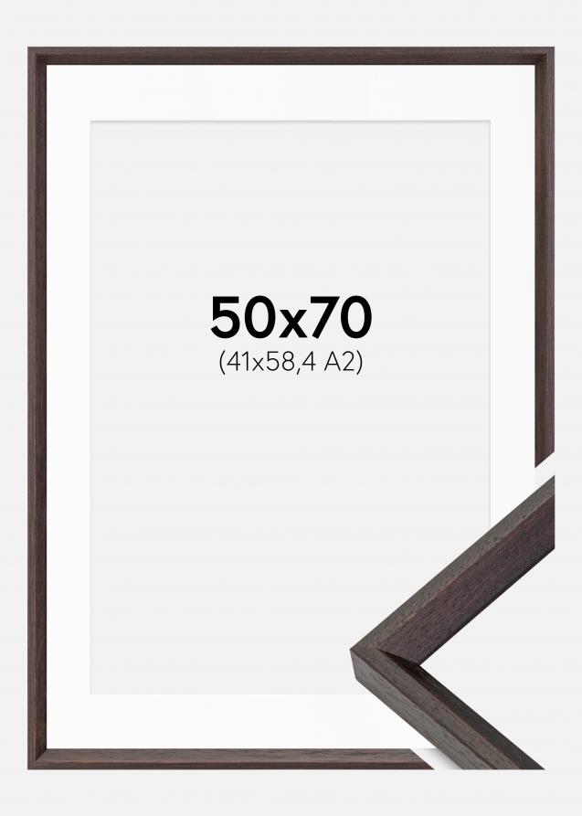 Rahmen Globe Espresso 50x70 cm - Passepartout Weiß 42x59,4 cm