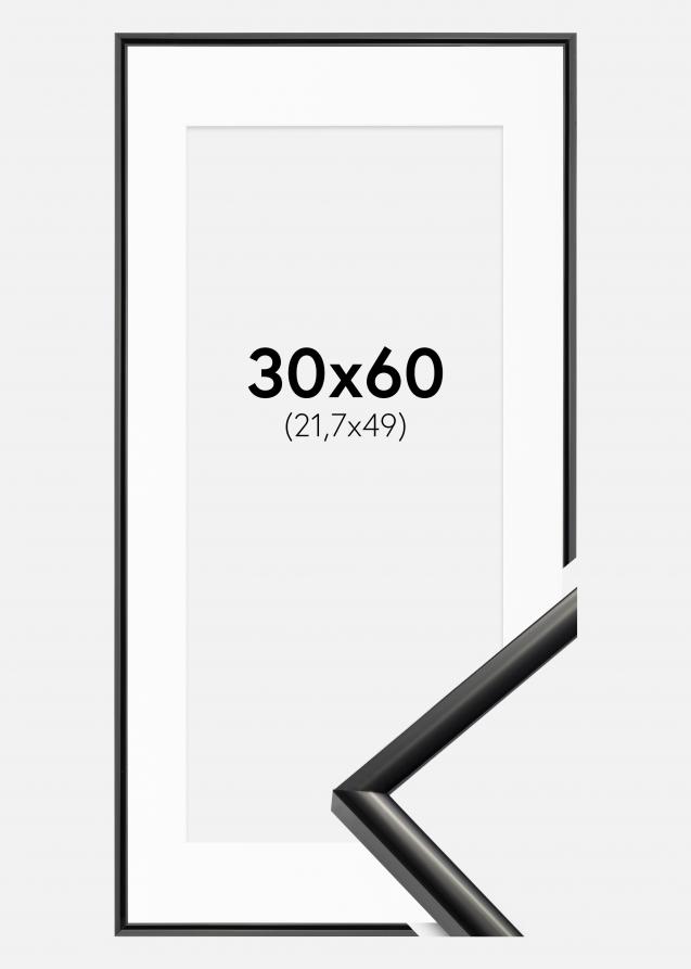 Rahmen New Lifestyle Schwarz 30x60 cm - Passepartout Weiß 22,7x50 cm