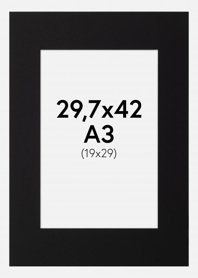 Passepartout Canson Schwarz (weißer Kern) 29,7x42 cm (19x29)