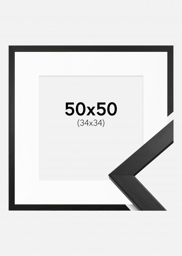 Bilderrahmen Stilren Schwarz 50x50 cm - Passepartout Weiß 35x35 cm