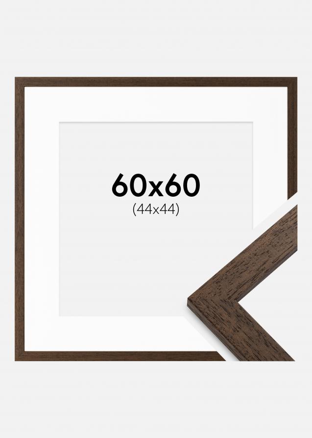 Rahmen Brown Wood 60x60 cm - Passepartout Weiß 45x45 cm