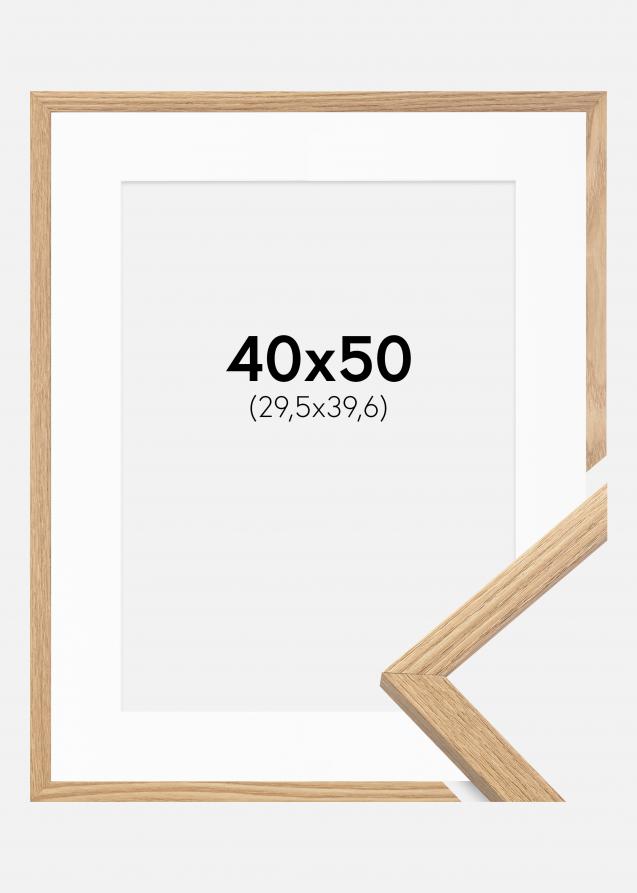 Rahmen Trendy Eiche 40x50 cm - Passepartout Weiß 12x16 inches