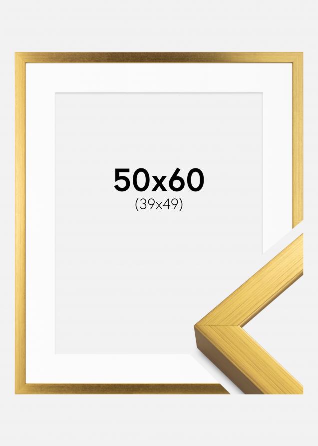 Rahmen Falun Gold 50x60 cm - Passepartout Weiß 40x50 cm