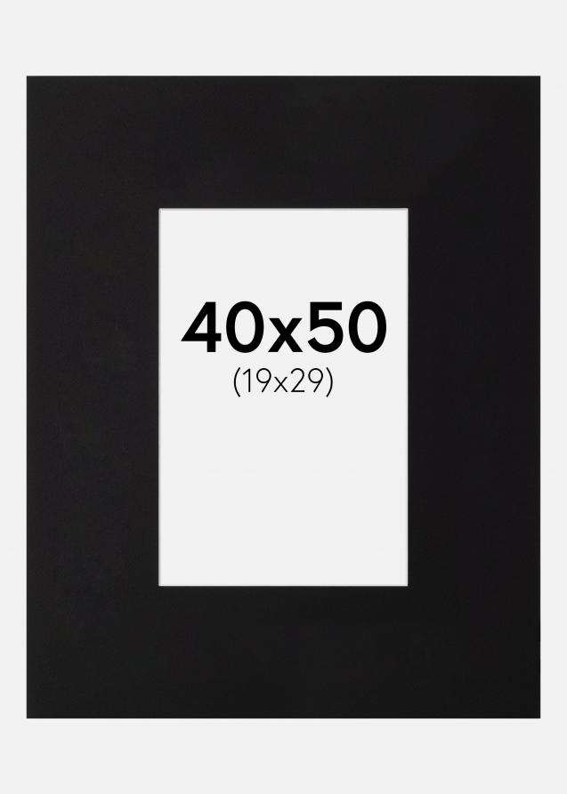 Passepartout XL Schwarz (weißer Kern) 40x50 cm (19x29)