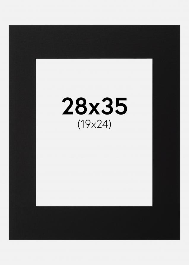 Passepartout Schwarz (schwarzer Kern) 28x35 cm (19x24)