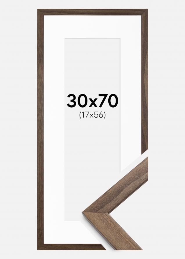 Rahmen Stilren Walnuss 30x70 cm - Passepartout Weiß 18x57 cm