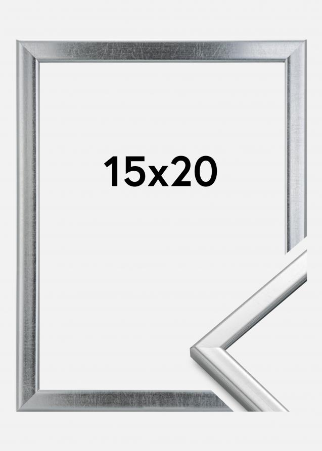 Rahmen Slim Matt Antireflexglas Silber 15x20 cm