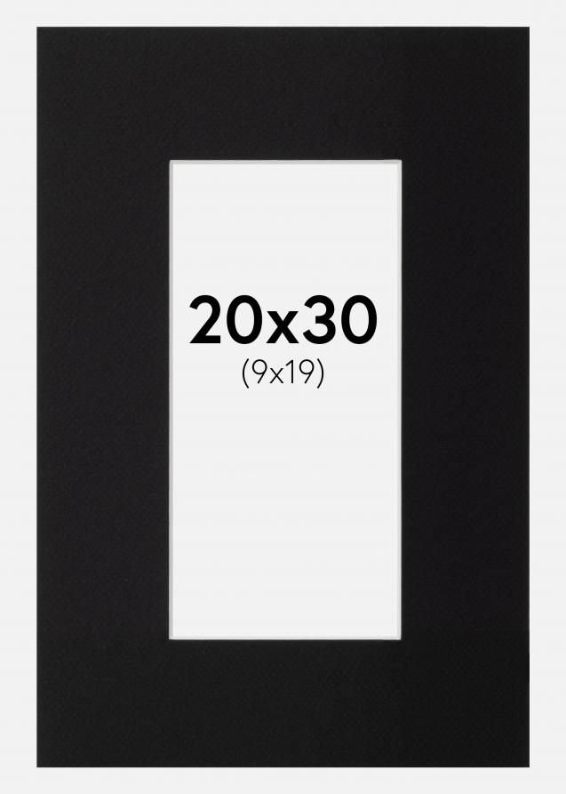 Passepartout Schwarz Standard (weißer Kern) 20x30 cm (9x19)