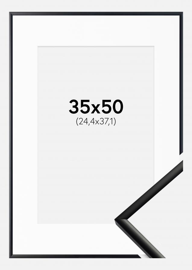 Rahmen New Lifestyle Matt Schwarz 35x50 cm - Passepartout Weiß 10x15 inches