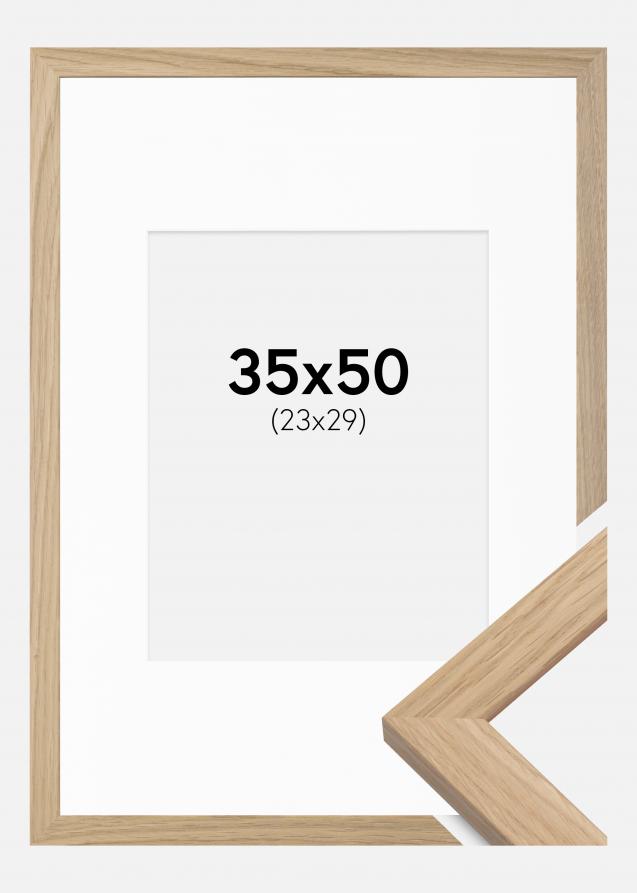 Rahmen Oak Wood 35x50 cm - Passepartout Weiß 24x30 cm