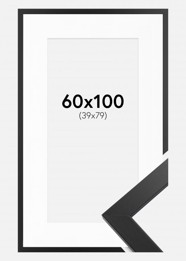 Rahmen Black Wood 60x100 cm - Passepartout Weiß 40x80 cm
