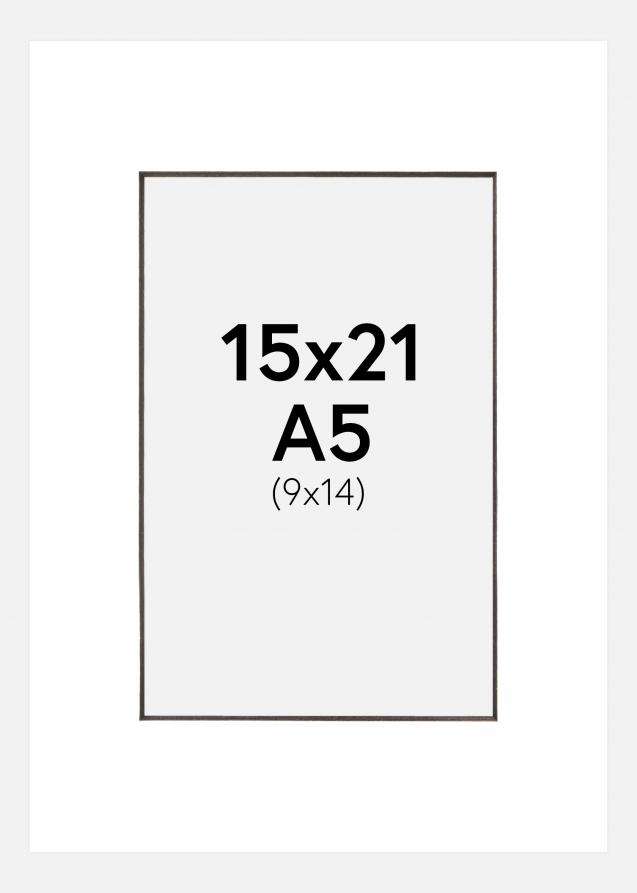 Passepartout Weiß (schwarzer Kern) 15x21 cm (9x14 cm)