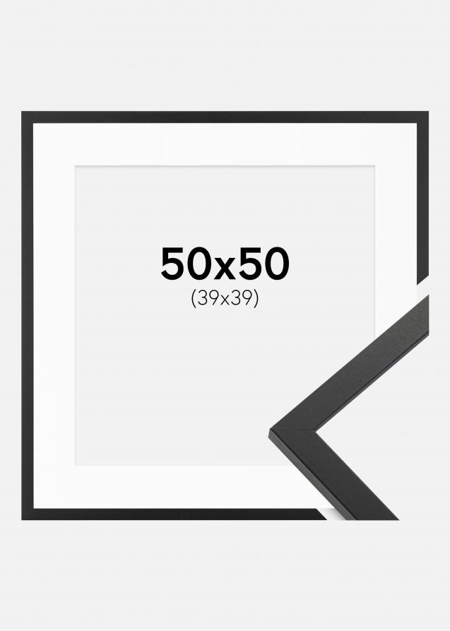 Rahmen Trendy Schwarz 50x50 cm - Passepartout Weiß 40x40 cm