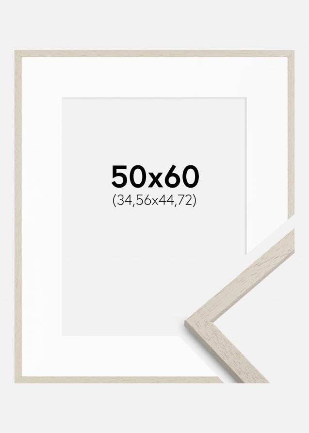Rahmen Edsbyn Sand 50x60 cm - Passepartout Weiß 14x18 inches