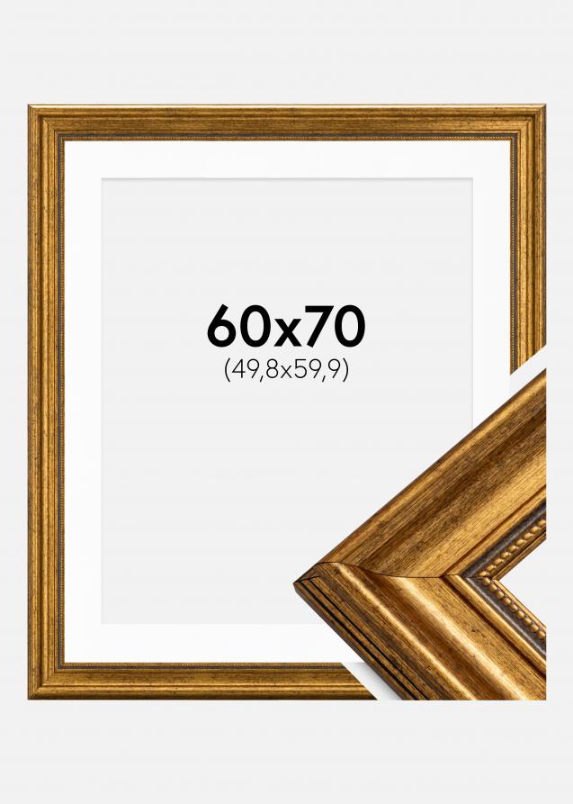 Rahmen Rokoko Gold 60x70 cm - Passepartout Weiß 20x24 inches