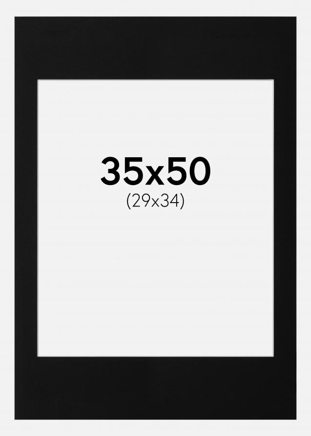 Passepartout Schwarz Standard (weißer Kern) 35x50 cm (29x34)