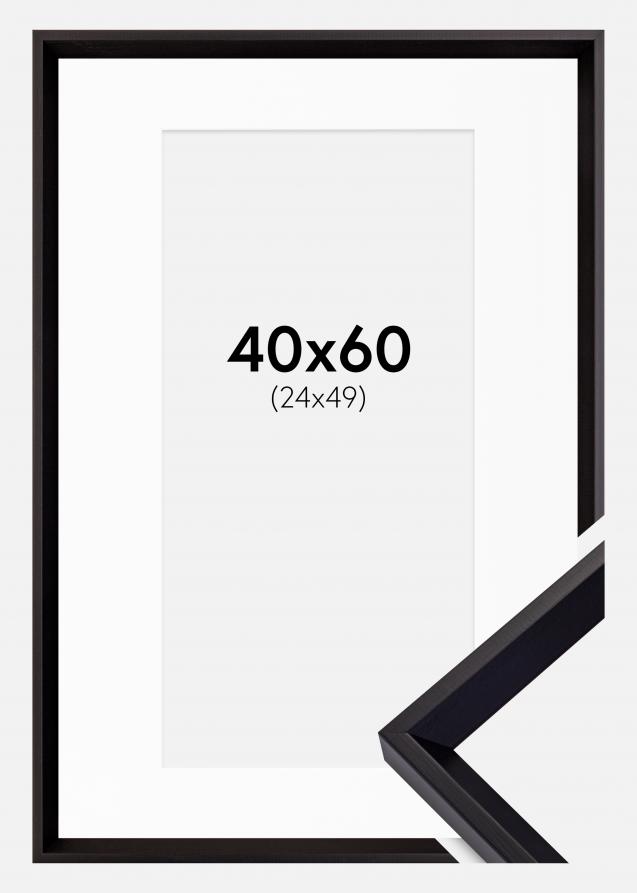 Rahmen Globe Schwarz 40x60 cm - Passepartout Weiß 25x50 cm