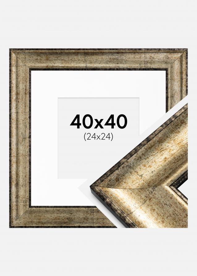 Rahmen Saltsjöbaden Antik-Gold 40x40 cm - Passepartout Weiß 25x25 cm