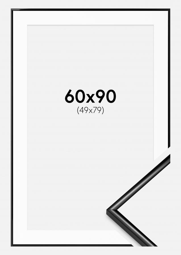 Rahmen Scandi Schwarz 60x90 cm - Passepartout Weiß 50x80 cm