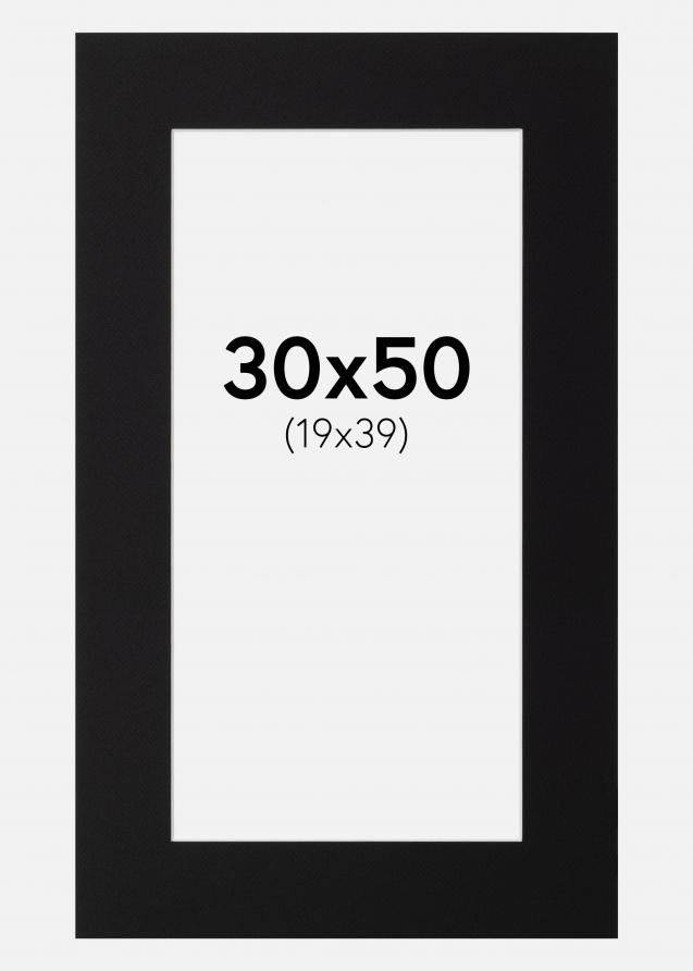 Passepartout Schwarz Standard (weißer Kern) 30x50 cm (19x39)