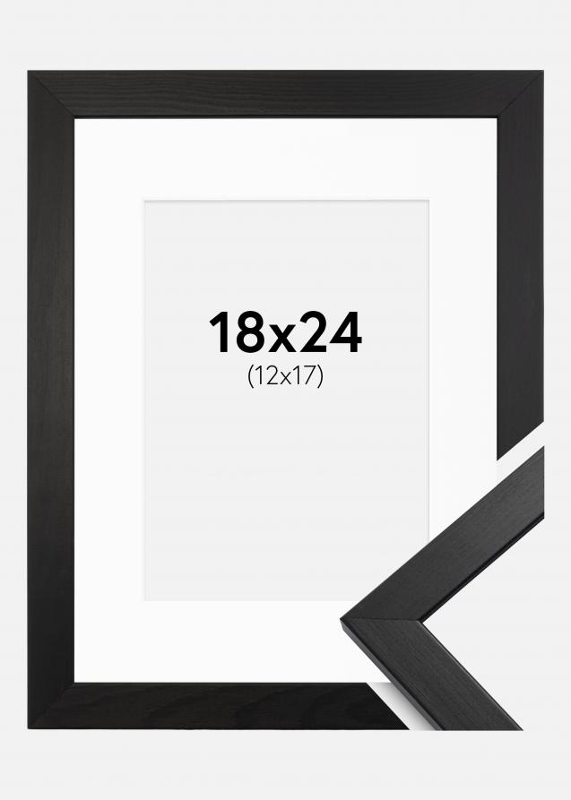 Bilderrahmen Stilren Schwarz 18x24 cm - Passepartout Weiß 13x18 cm