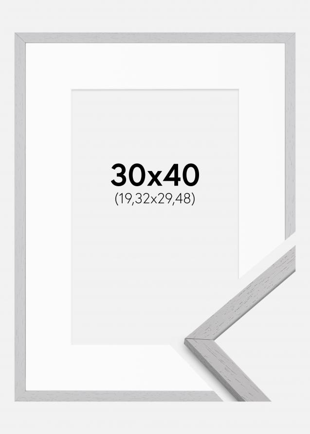Rahmen Edsbyn Grey 30x40 cm - Passepartout Weiß 8x12 inches