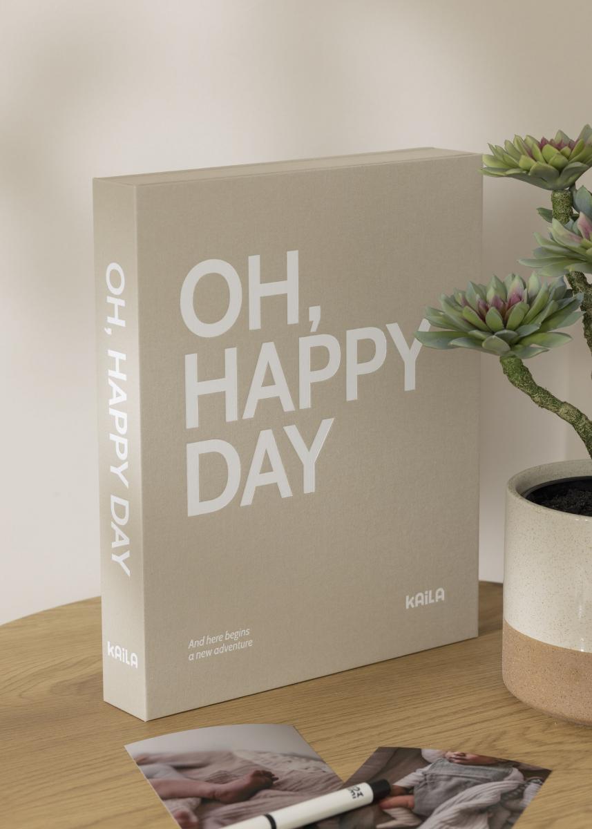 KAILA OH HAPPY DAY Grey - Coffee Table Photo Album (60 Schwarze Seiten)