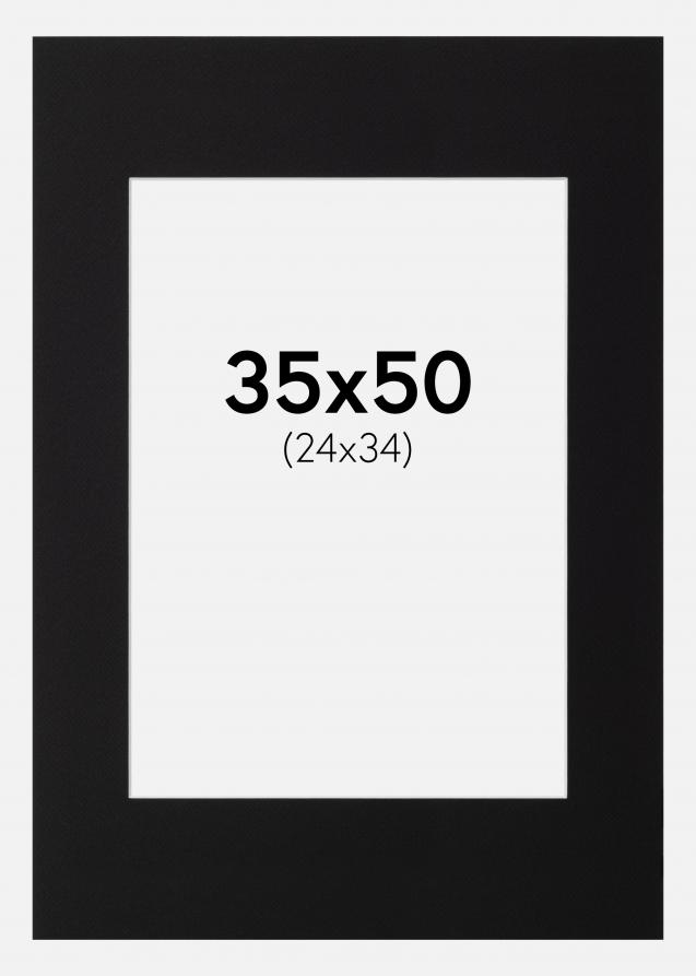 Passepartout Schwarz Standard (weißer Kern) 35x50 cm (24x34)