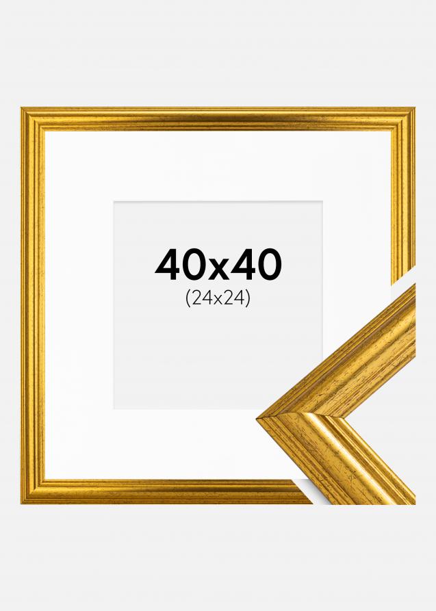 Rahmen Västkusten Gold 40x40 cm - Passepartout Weiß 25x25 cm