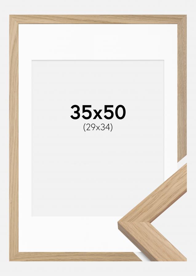Rahmen Oak Wood 35x50 cm - Passepartout Weiß 30x35 cm