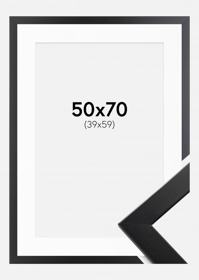 Rahmen Trendline Schwarz 50x70 cm - Passepartout Weiß 40x60 cm