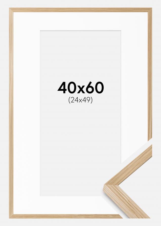 Rahmen Soul Oak Veneer 40x60 cm - Passepartout Weiß 25x50 cm