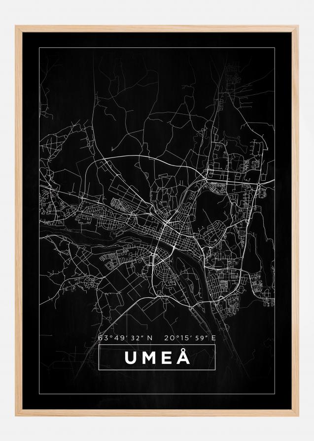 Map - Umeå - Black Poster