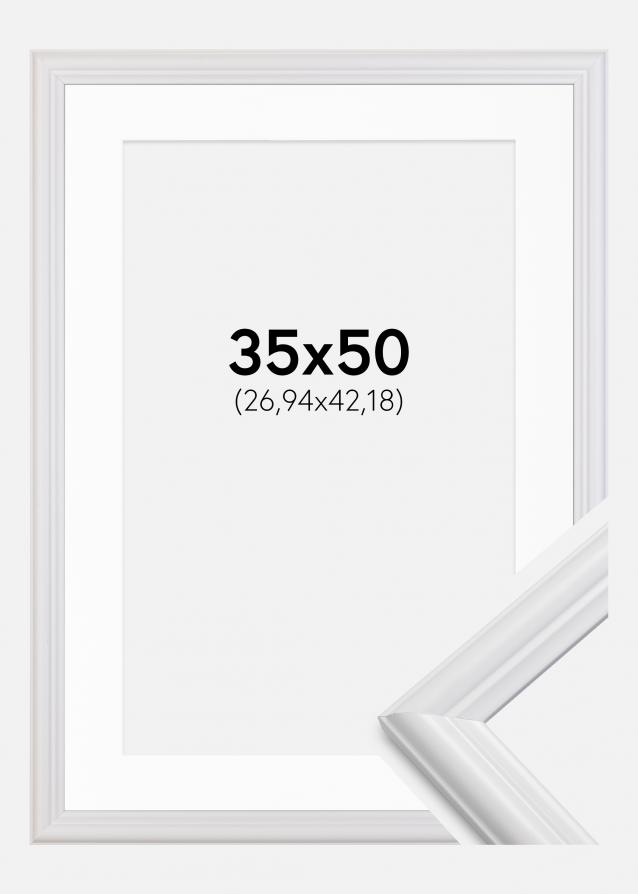 Rahmen Siljan Weiß 35x50 cm - Passepartout Weiß 11x17 inches