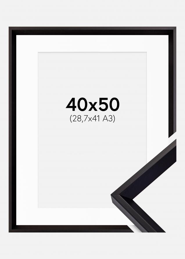 Rahmen Globe Schwarz 40x50 cm - Passepartout Weiß 29,7x42 cm (A3)