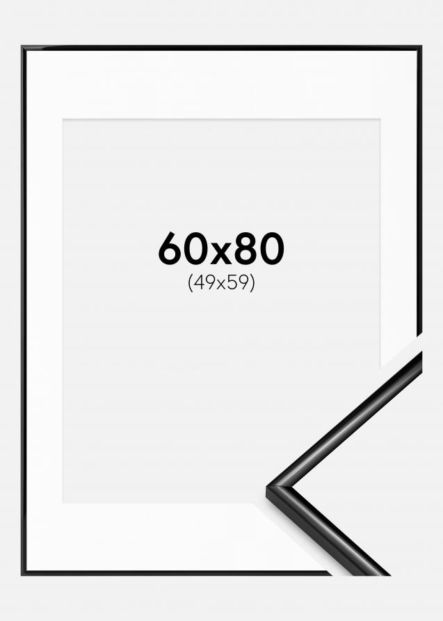 Rahmen Scandi Schwarz 60x80 cm - Passepartout Weiß 50x60 cm