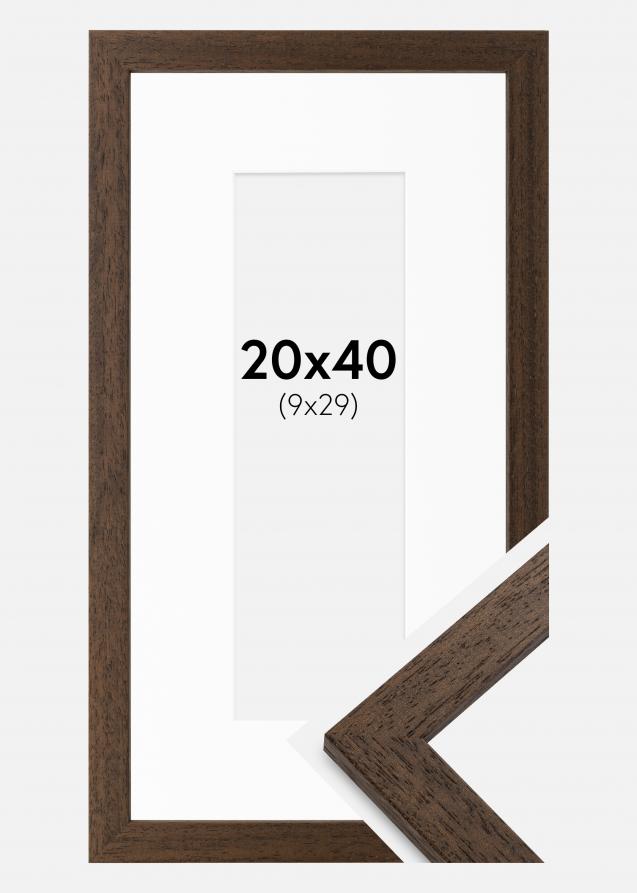 Rahmen Brown Wood 20x40 cm - Passepartout Weiß 10x30 cm